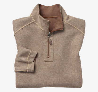 Reversible Solid Quarter-Zip - Rust/Oatmeal
