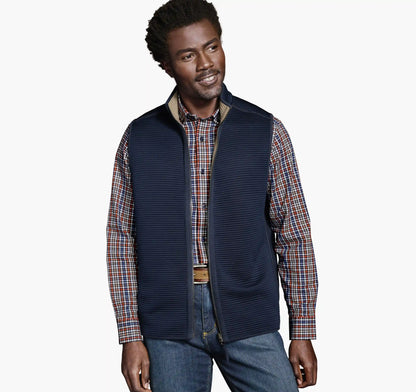 Reversible Channel Quilted Vest - Brown Heather/Navy