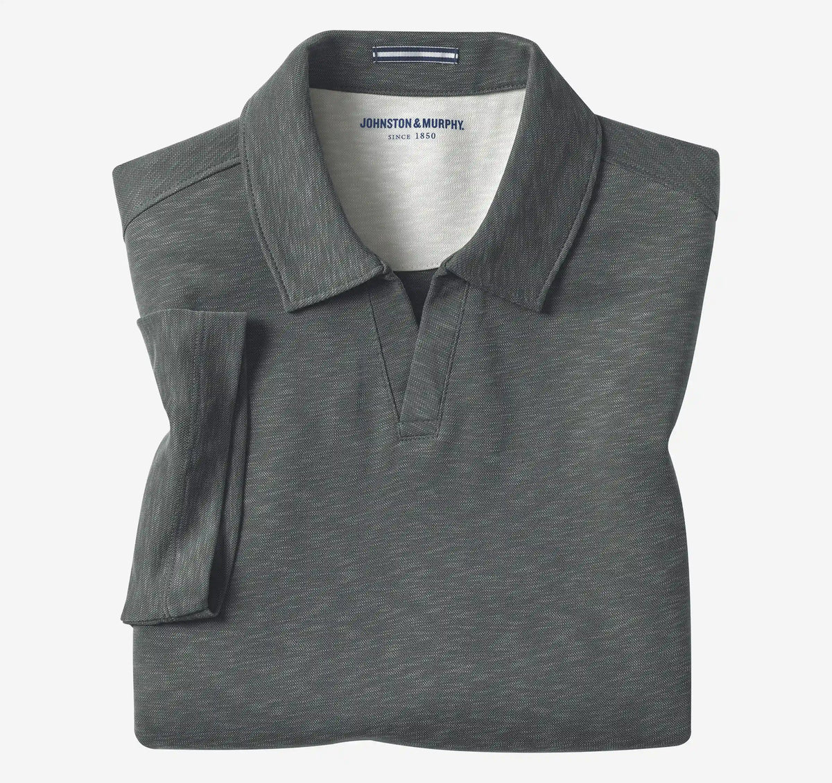 Vintage Slub V-Neck Polo - Charcoal