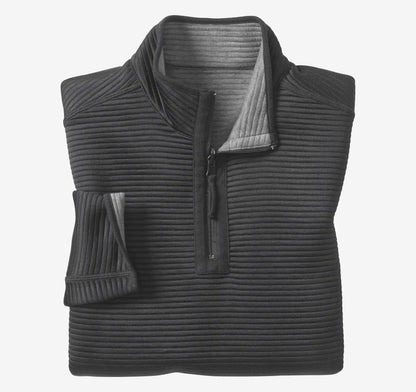 Reversible Channel-Quilted Quarter-Zip - Gray Heather/Black