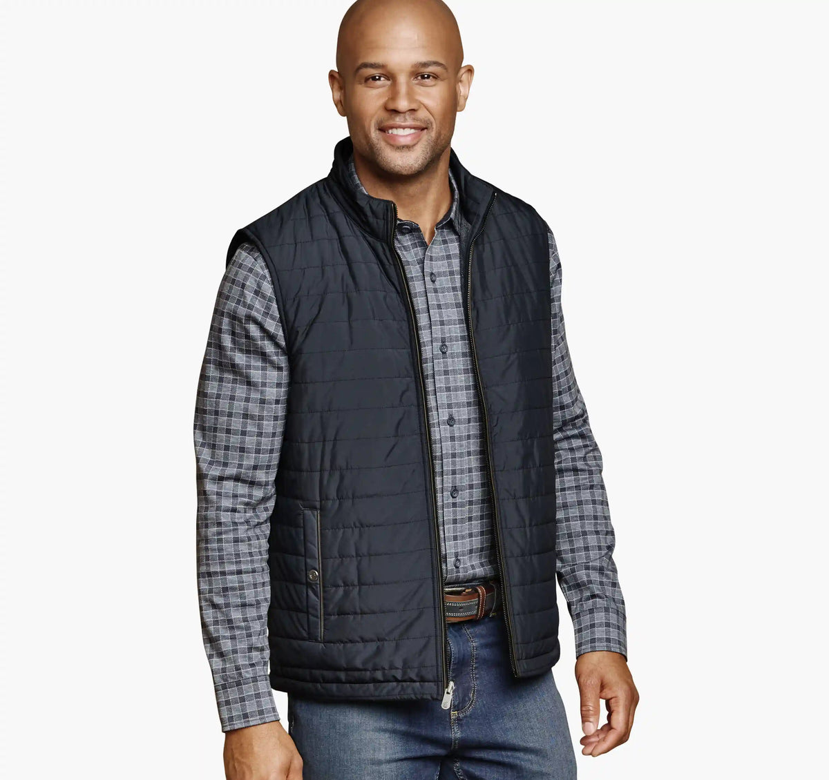 Kenner Reversible Vest - Navy/Navy Herringbone