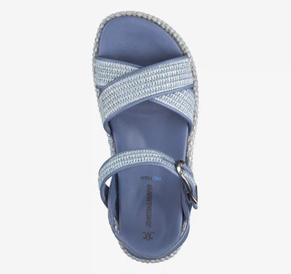 Carli Cross-Band Sandal - Light Blue Raffia/Nappa Leather