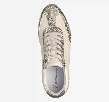 Piper T-Toe Lace-Up - Pewter Metallic Snake-Embossed Leather/Bone Glove Leather