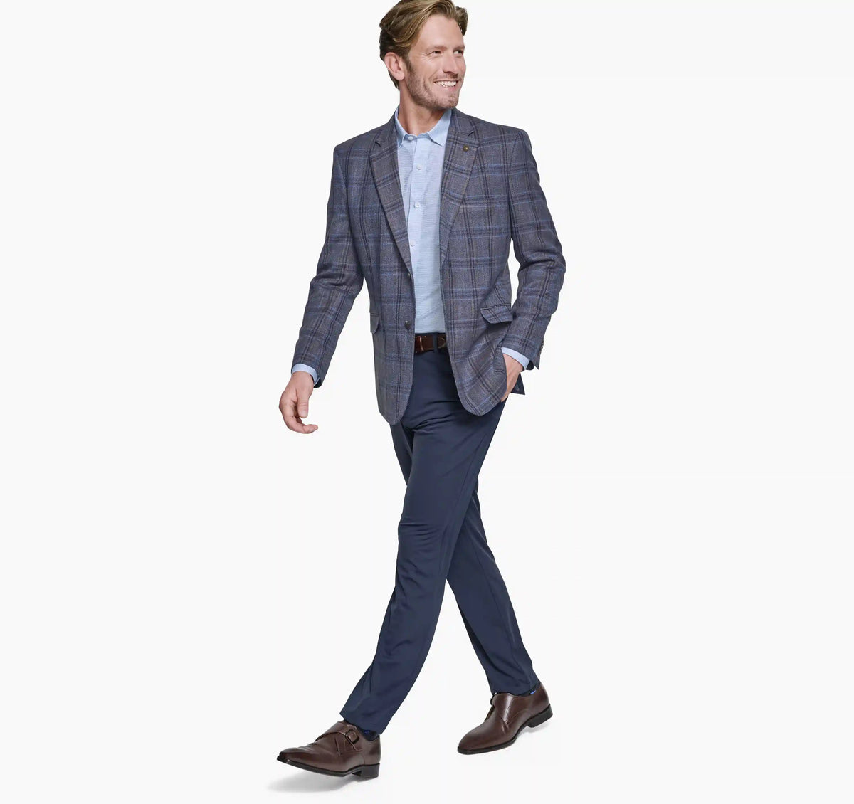 Dress Plaid Blazer - Blue/Tan Plaid