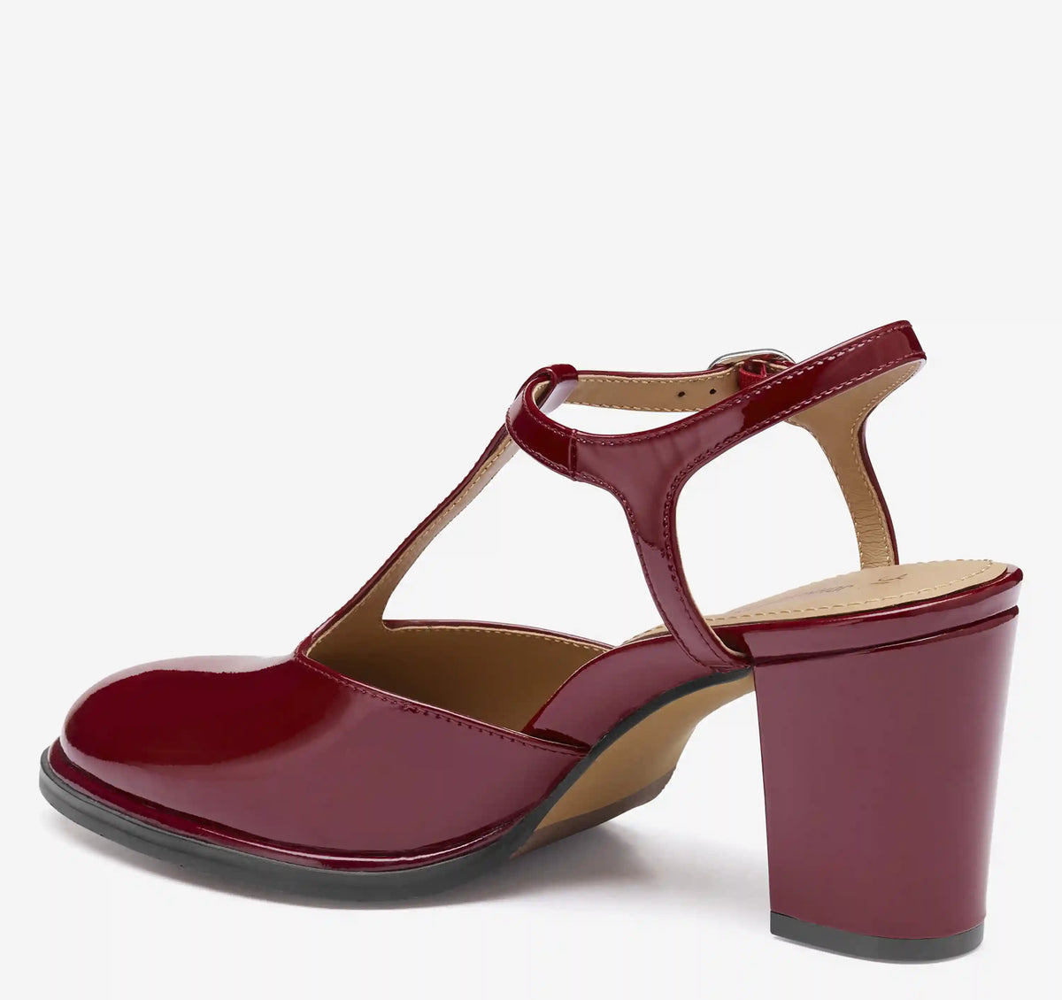 Amy T-Strap Pump - Red Patent Leather