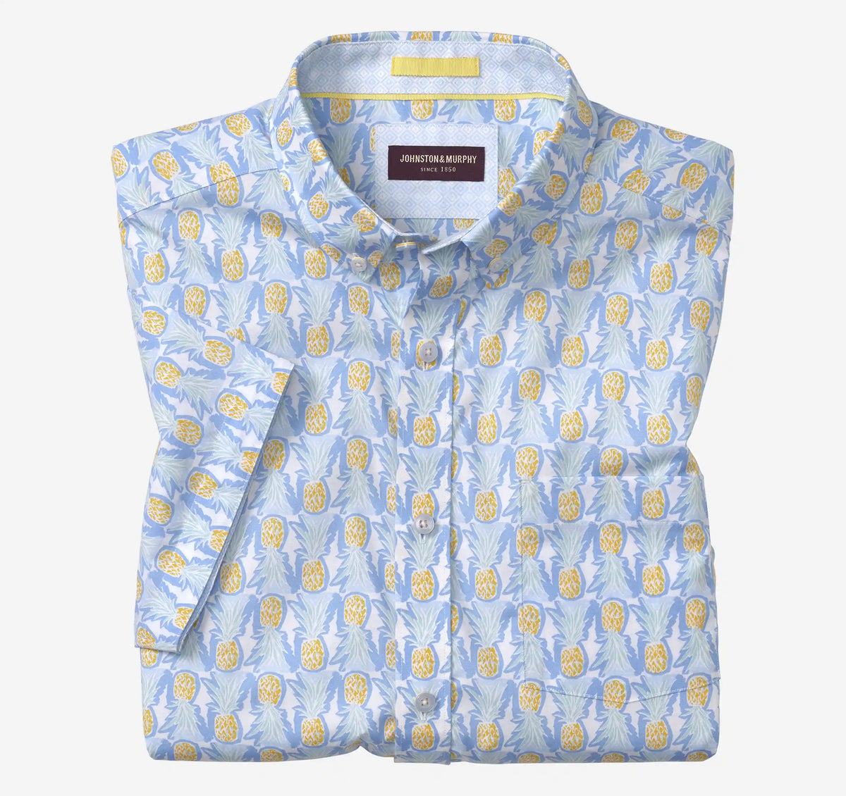 Printed Cotton Short-Sleeve Shirt - Blue/Multi Pineapple