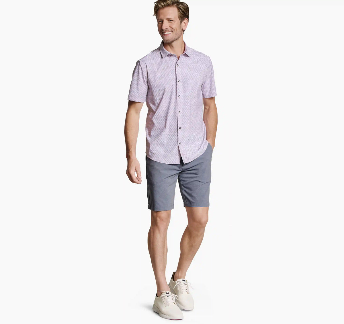 XC+™ Motion Short-Sleeve Print Knit Shirt - Apricot Martini