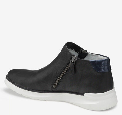 Emery Zip Bootie - Black Italian Washed Sheepskin
