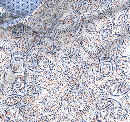 Logan Printed Long-Sleeve Shirt - White Dotted Paisley