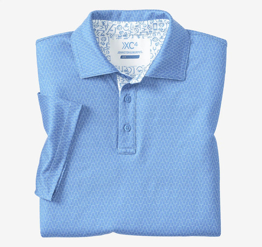 Game Day XC4® Goal Post Print Polo - Light Blue