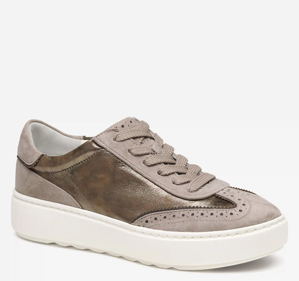 Cammie T-Toe Lace-Up - Taupe Metallic Italian Kid Suede/Kid Suede