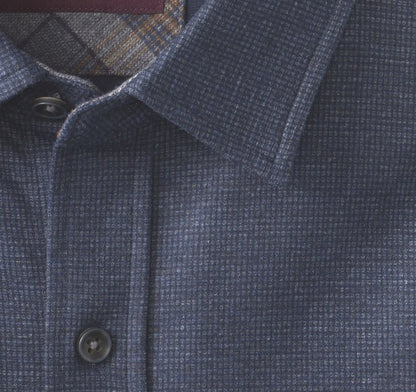 Eason Knit Shirt - Navy Mini Gingham