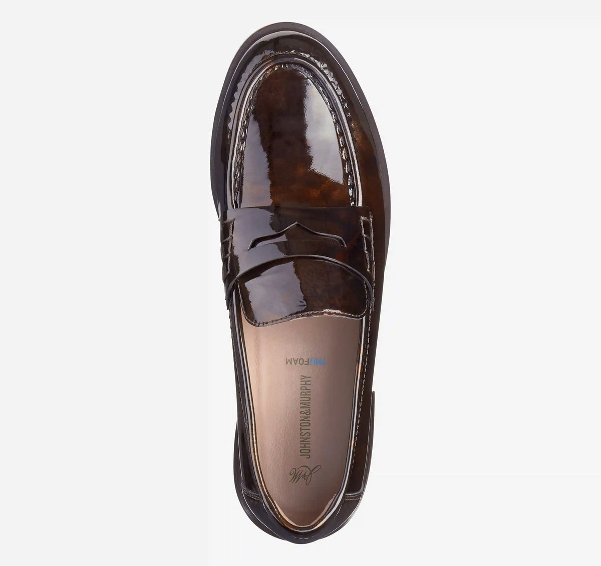 Gillian Penny Loafer - Dark Brown Brushed Italian Patent Leather