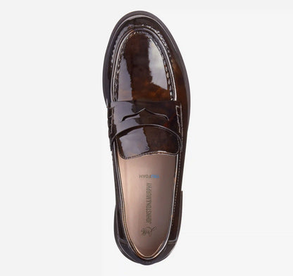 Gillian Penny Loafer - Dark Brown Brushed Italian Patent Leather