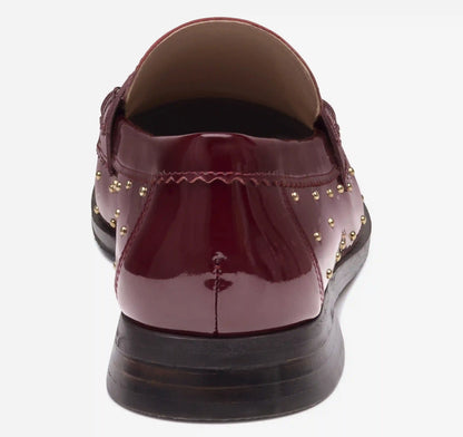 Gillian Studded Penny Loafer - Merlot Patent Leather
