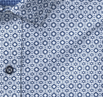 XC+™ Motion Long-Sleeve Print Knit Shirt - White/Navy Diamond Web