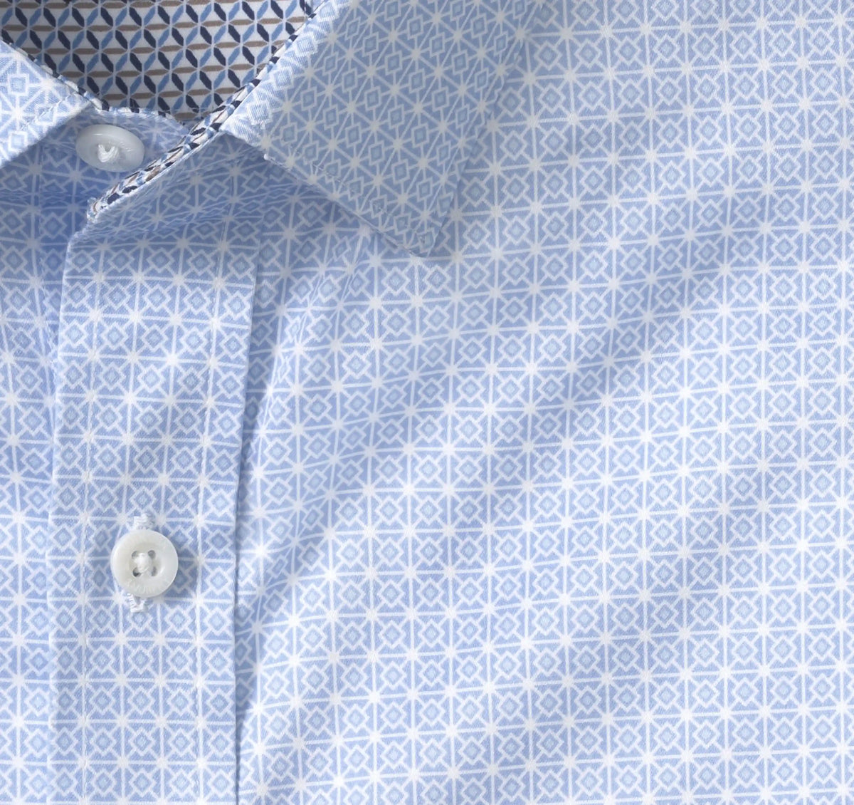 Logan Printed Long-Sleeve Shirt - Blue Layered Diamond