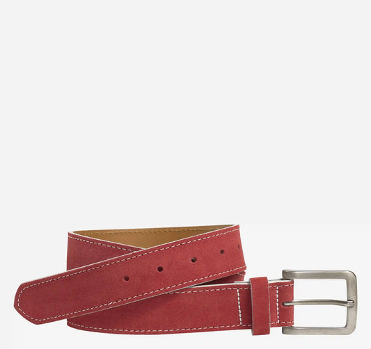 Game Day White-Edge Suede Belt - Red