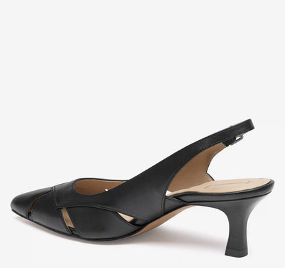 Lindsey Cut-Out Slingback - Black Glove Leather