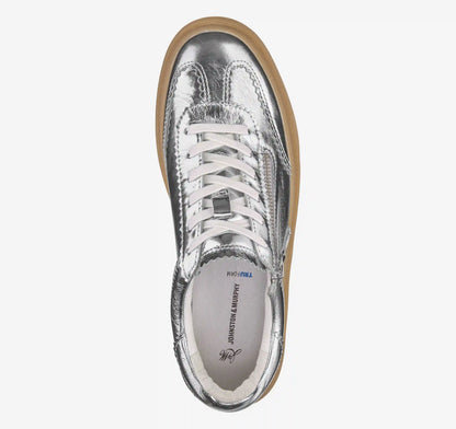 Ashley Side-Zip Lace-Up - Silver Metallic Sheepskin
