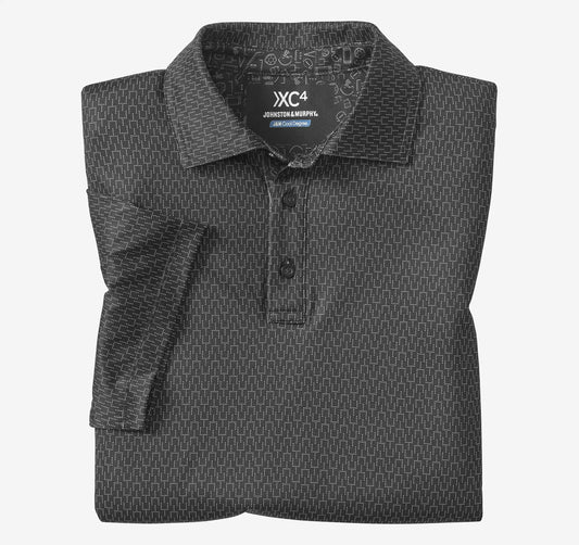 Game Day XC4® Goal Post Print Polo - Black
