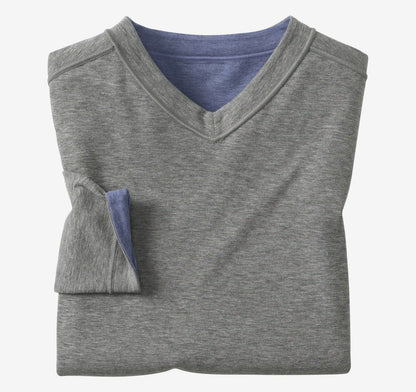 Icon Reversible V-Neck Pullover - Blue/Gray