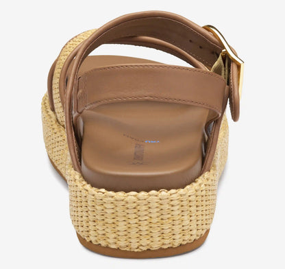 Carli Cross-Band Sandal - Natural Raffia/Cognac Nappa Leather