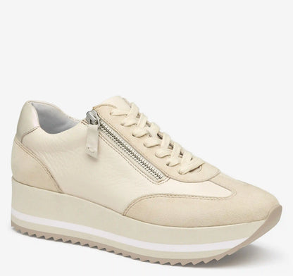 Gracie Side-Zip Lace Up - Bone Calfskin/Suede