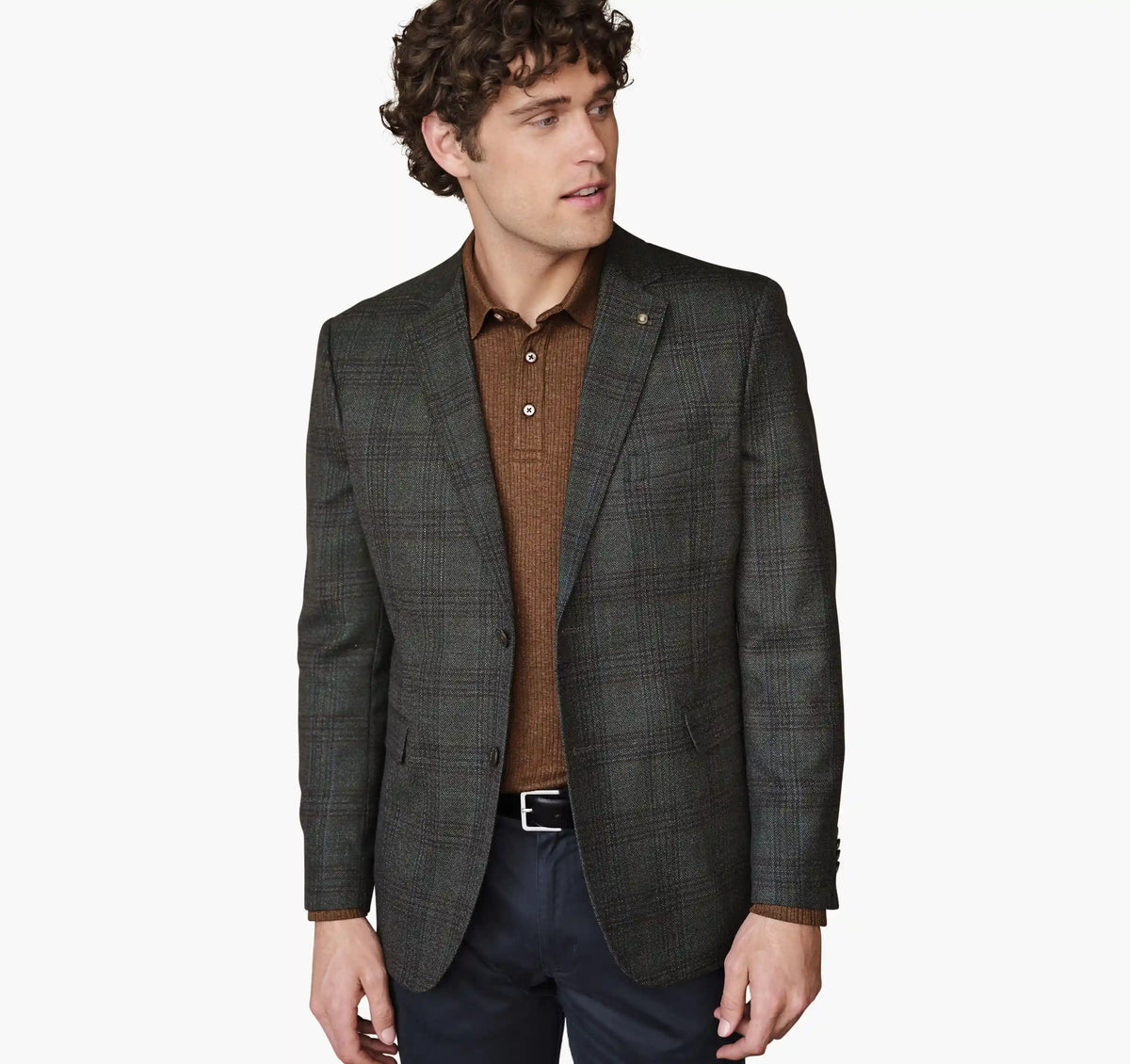 Townsend Dress Wool Blazer - Dark Green Plaid