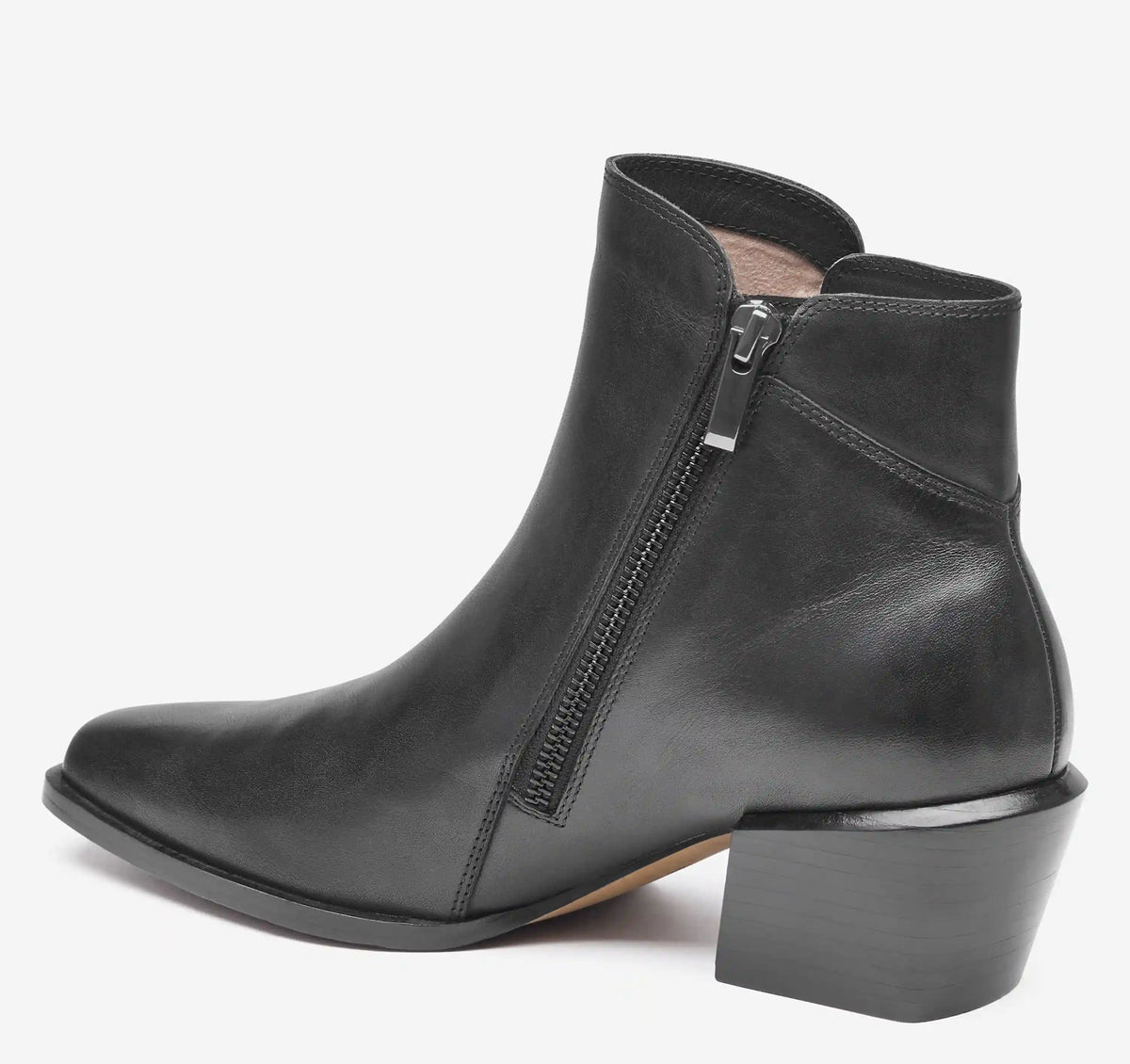 Kalista Double-Zip Bootie - Black Calfskin