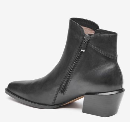 Kalista Double-Zip Bootie - Black Calfskin