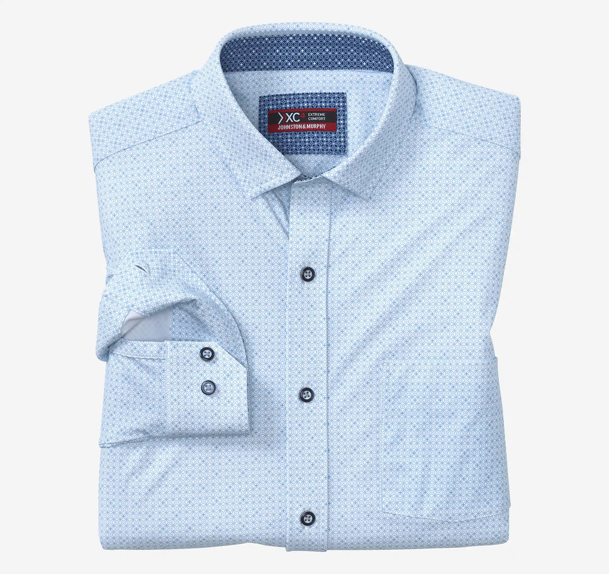 XC+™ Motion Long-Sleeve Print Knit Shirt - Light Blue Star Grid