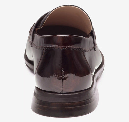 Gillian Penny Loafer - Dark Brown Brushed Italian Patent Leather