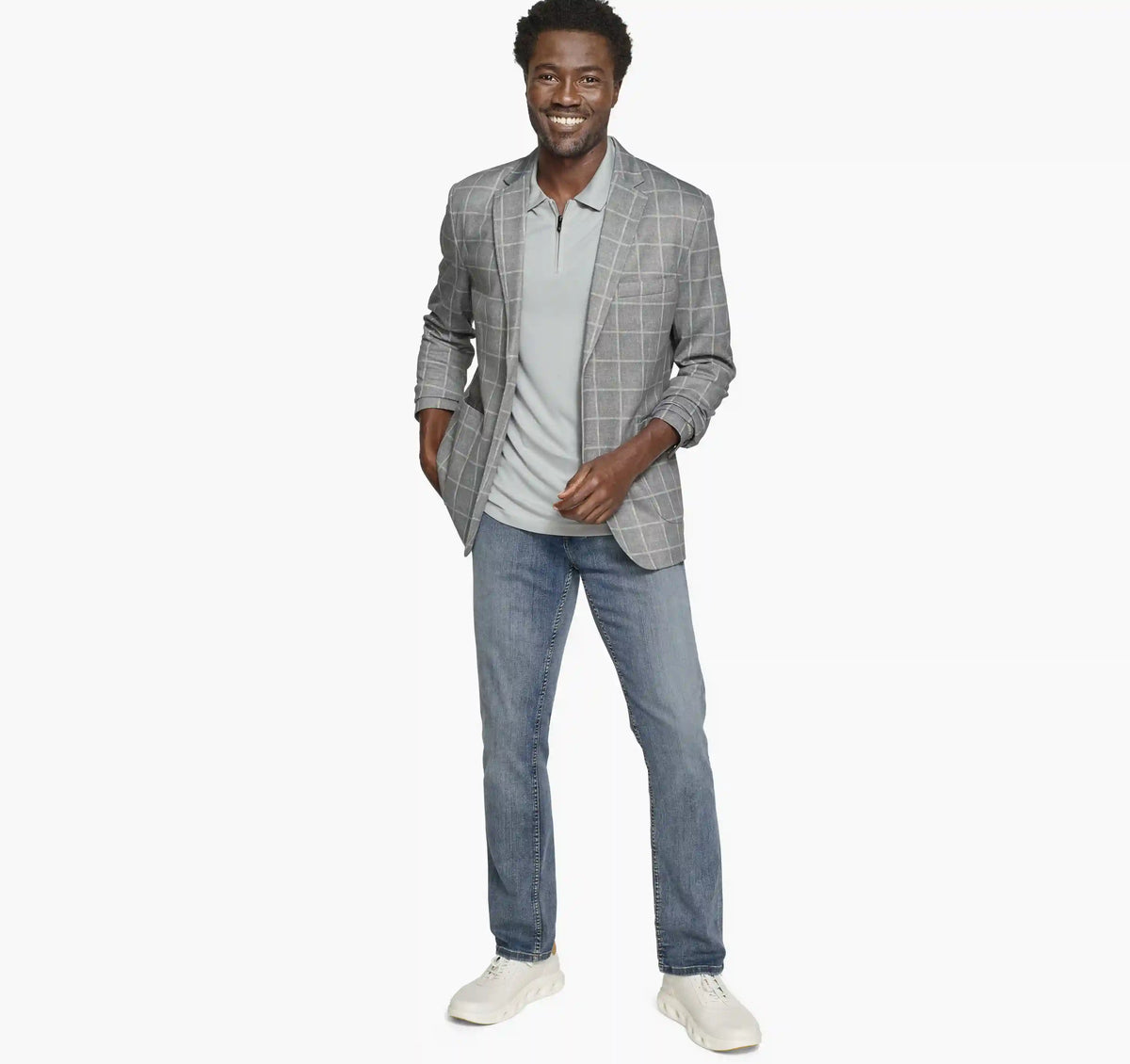 XC Flex® Pinnacle Knit Blazer - Gray Plaid