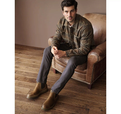 Marled Plaid Shirt Jacket - Brown/Navy