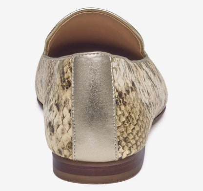 Isabel Venetian Loafer - Gold Metallic Snake-Embossed Leather