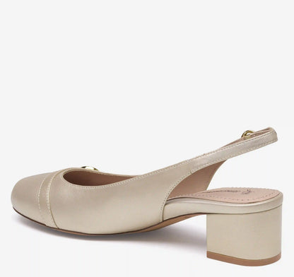 Sienna Button Slingback - Sand Pearlized Sheepskin