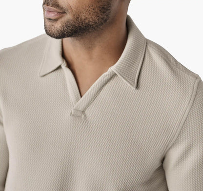Sedona Long-Sleeve V-Neck Polo - Stone