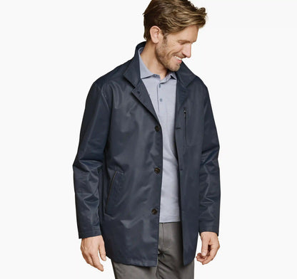 Upton Water-Resistant Raincoat with Removable Liner - Navy/Blue Plaid