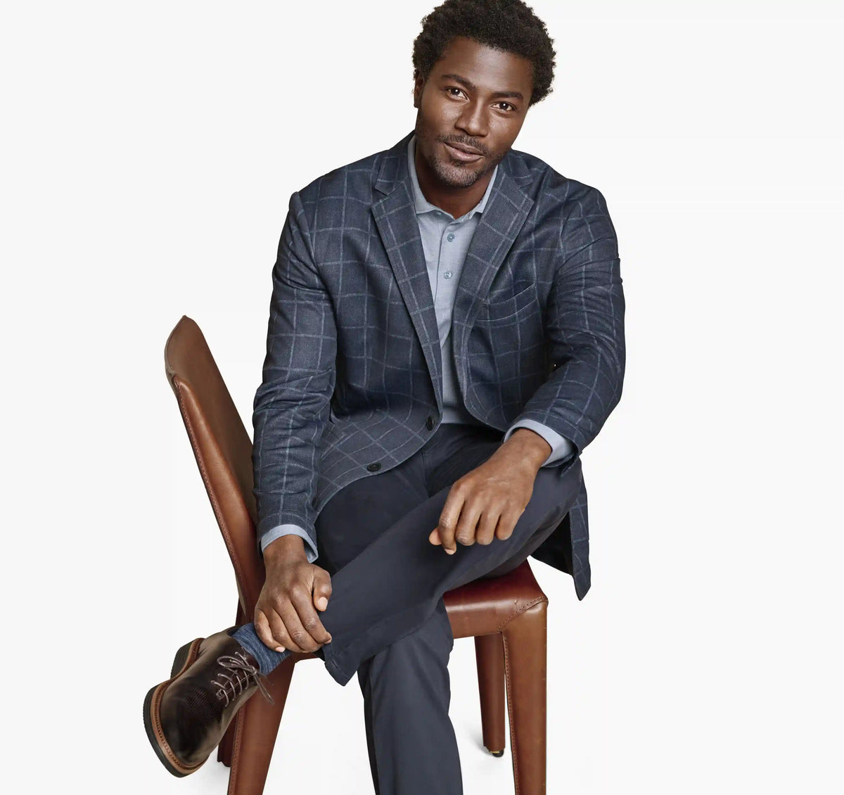 XC Flex® Pinnacle Knit Blazer - Navy Plaid
