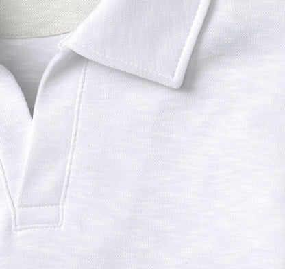 Vintage Slub V-Neck Polo - White