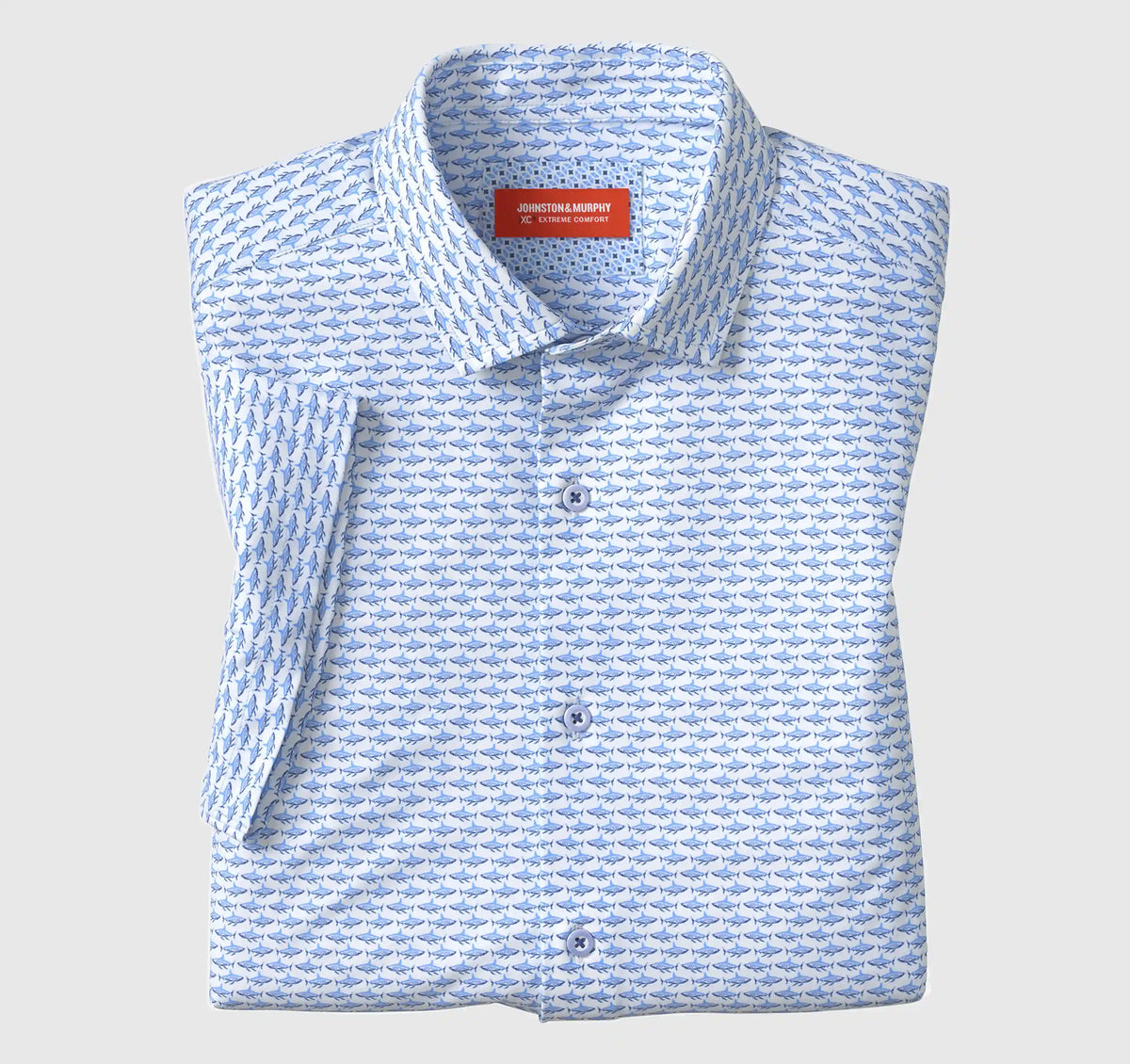 XC+™ Motion Short-Sleeve Print Knit Shirt - White/Blue Shark