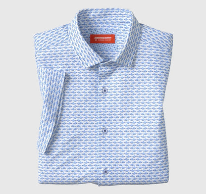XC+™ Motion Short-Sleeve Print Knit Shirt - White/Blue Shark