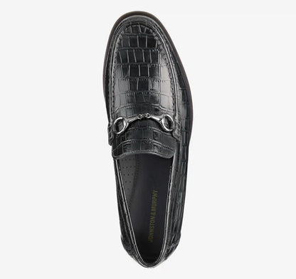 Humphrey Bit Loafer - Black Croc-Embossed Full-Grain Leather