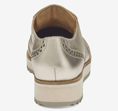 Ulyssa Wingtip - Gold Metallic Sheepskin