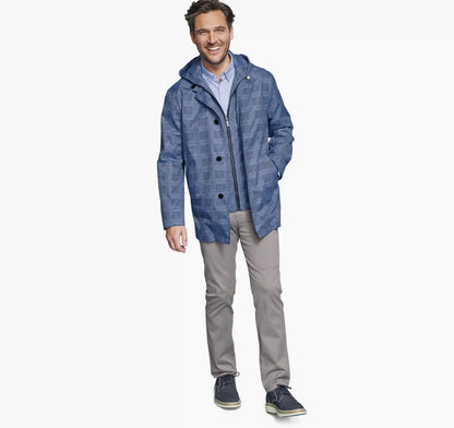 Upton Water-Resistant Raincoat - Blue Plaid
