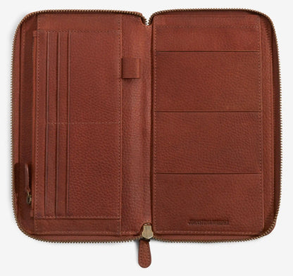 Pebbled Travel Wallet - Brown