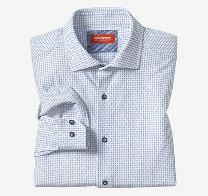 XC+™ Motion Long-Sleeve Dress Knit Shirt - White/Blue Diamond