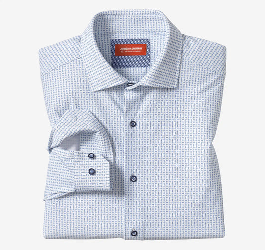 XC+™ Motion Long-Sleeve Dress Knit Shirt - White/Blue Diamond