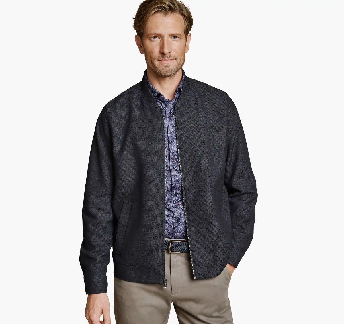 Patterned Full-Zip - Navy